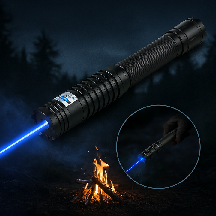 Blue Beam Laser Torch | High-Intensity 450nm Optical Output | Tactical Range Over 5000m | Aluminium Torch with Adjustable Focus | Fire-Starting Capable Torch
