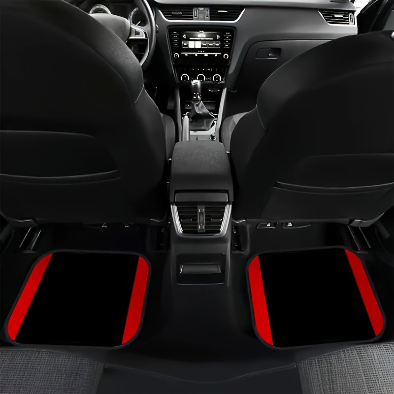 Polyester Car Mats with Red Vertical Stripes – Non-Slip and Washable for Any Vehicle
