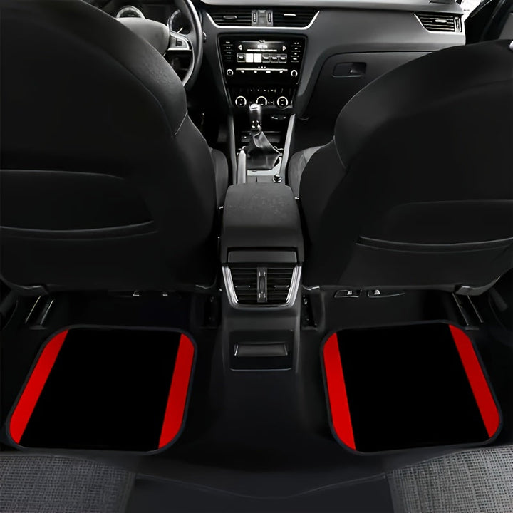 Polyester Car Mats with Red Vertical Stripes – Non-Slip and Washable for Any Vehicle