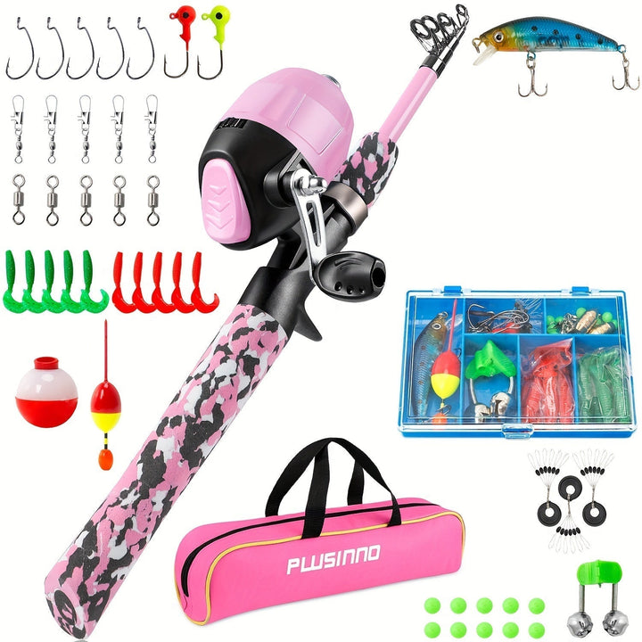 Complete Telescopic Fishing Rod and Reel Set with Carry Bag and Tackle Box