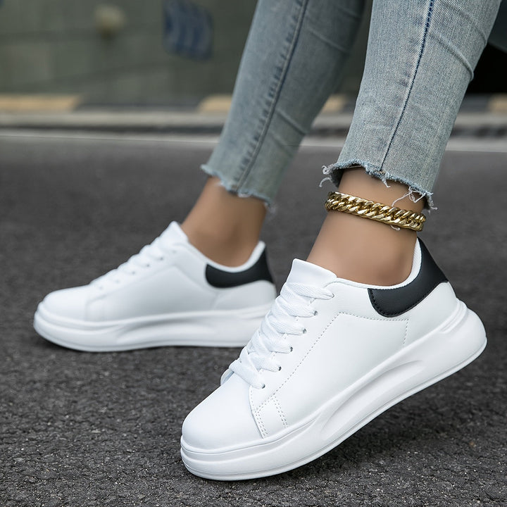 Women's Clean White Leather Sneakers