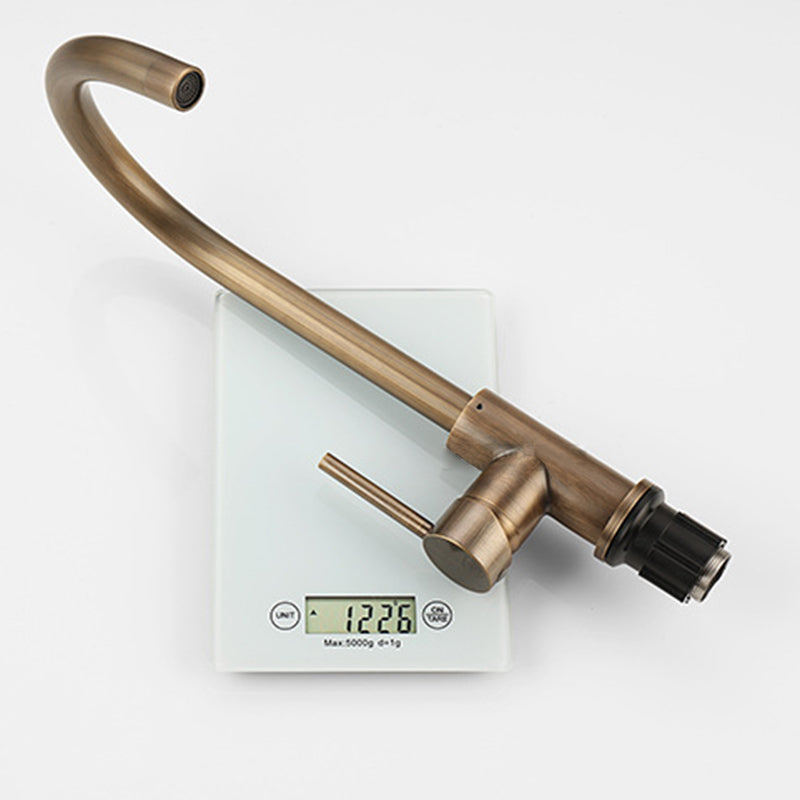 Brass Kitchen Tap with Single Handle and Antique Bronze Finish