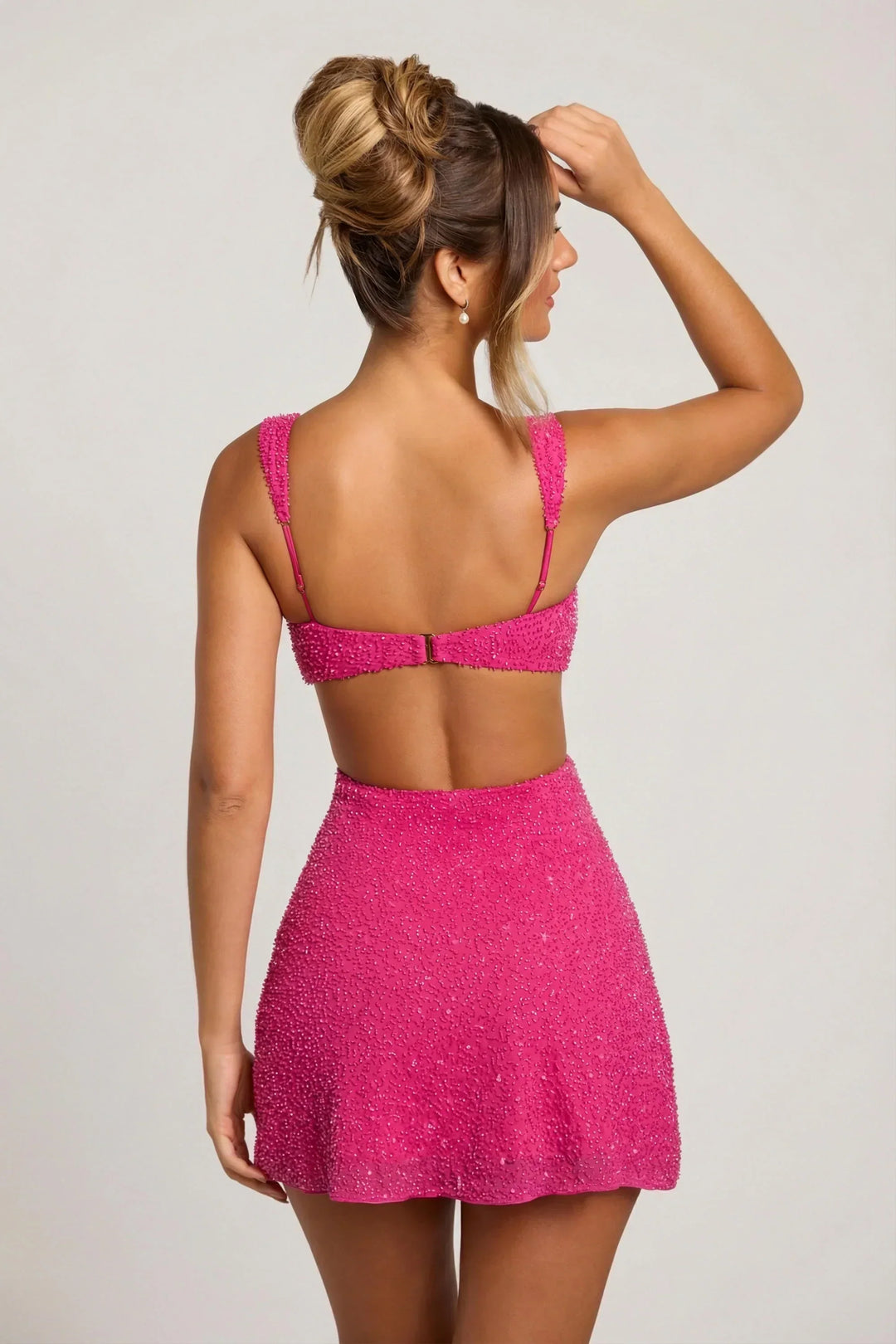 Embellished mini dress with cut-outs