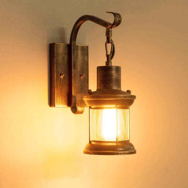 Silva Industrial Retro Wall Light Black/Bronze Interior Metal/Glass