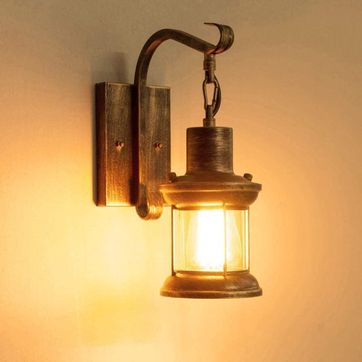 Silva Industrial Retro Wall Light Black/Bronze Interior Metal/Glass