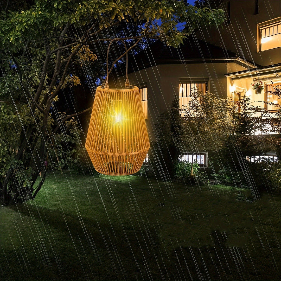 Boho Solar Hanging Lantern Set – Sustainable Rattan Lanterns for Garden and Balcony