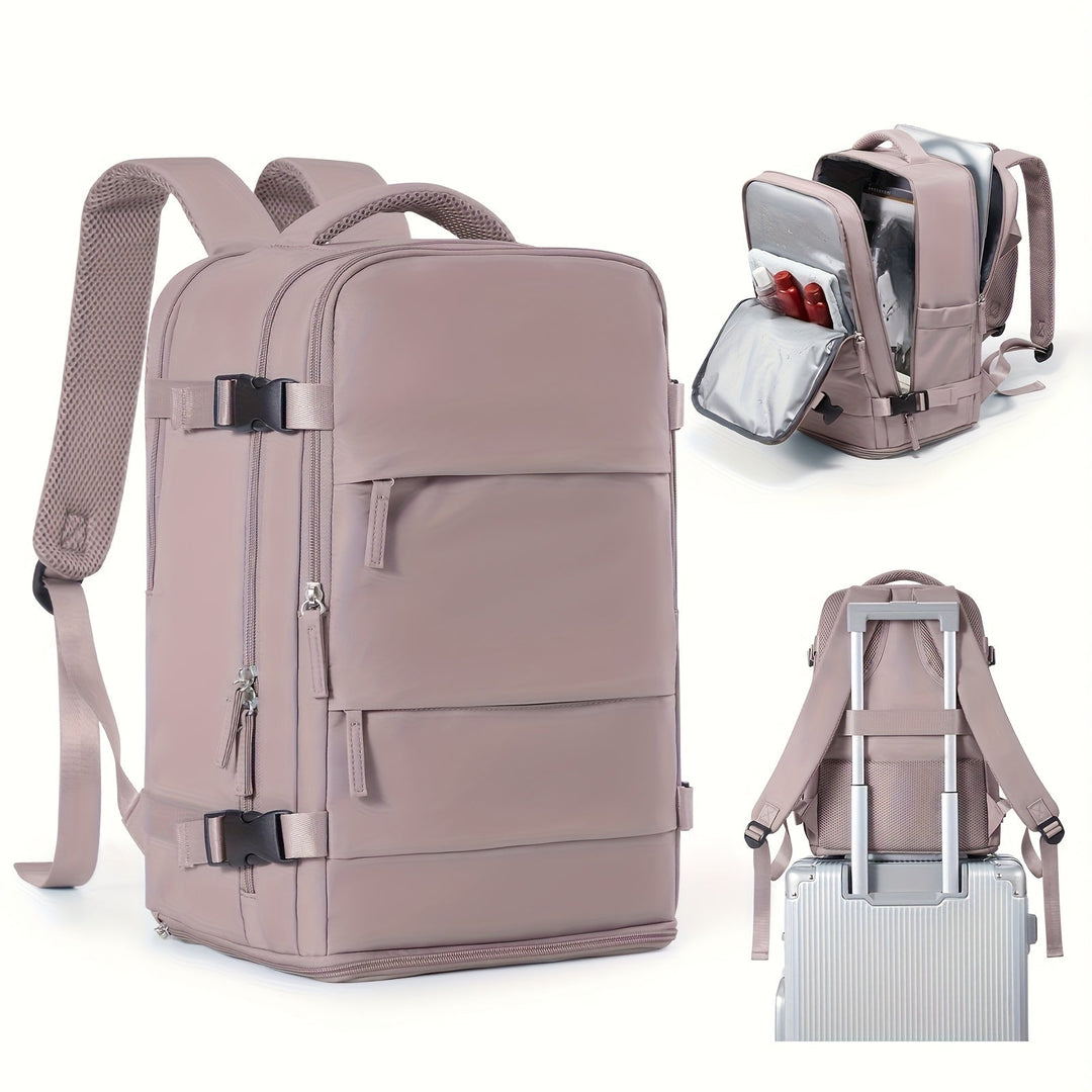 Multifunctional Travel and Day Backpack with Shoe Compartment and Waterproof Sections