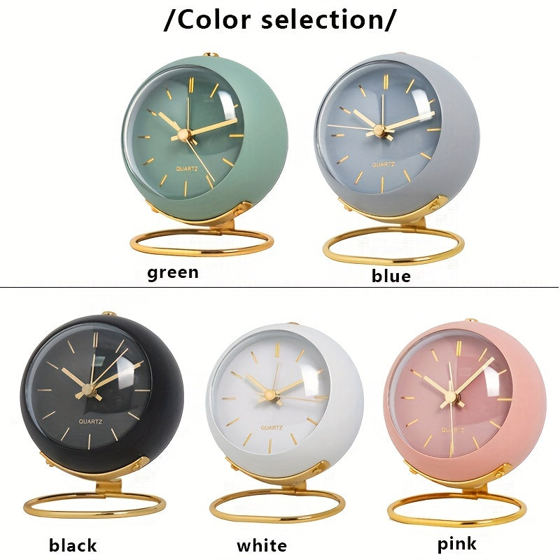Nordic Silent Desk Clock – Luminous Hands and Metal Frame