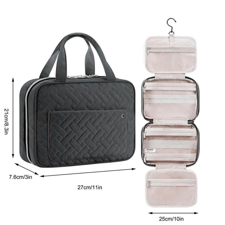 Travelique Travel Cosmetics Organizer | Compact and Waterproof | With 4 Compartments and 360° Hook | For Women and Men