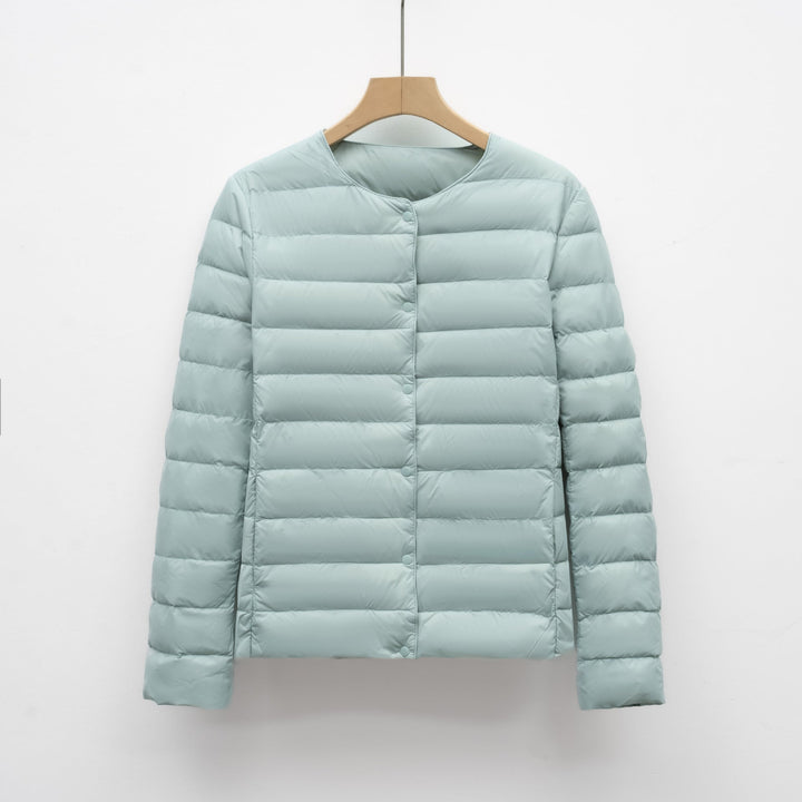 Collarless Portable Puffer for Spring and Winter