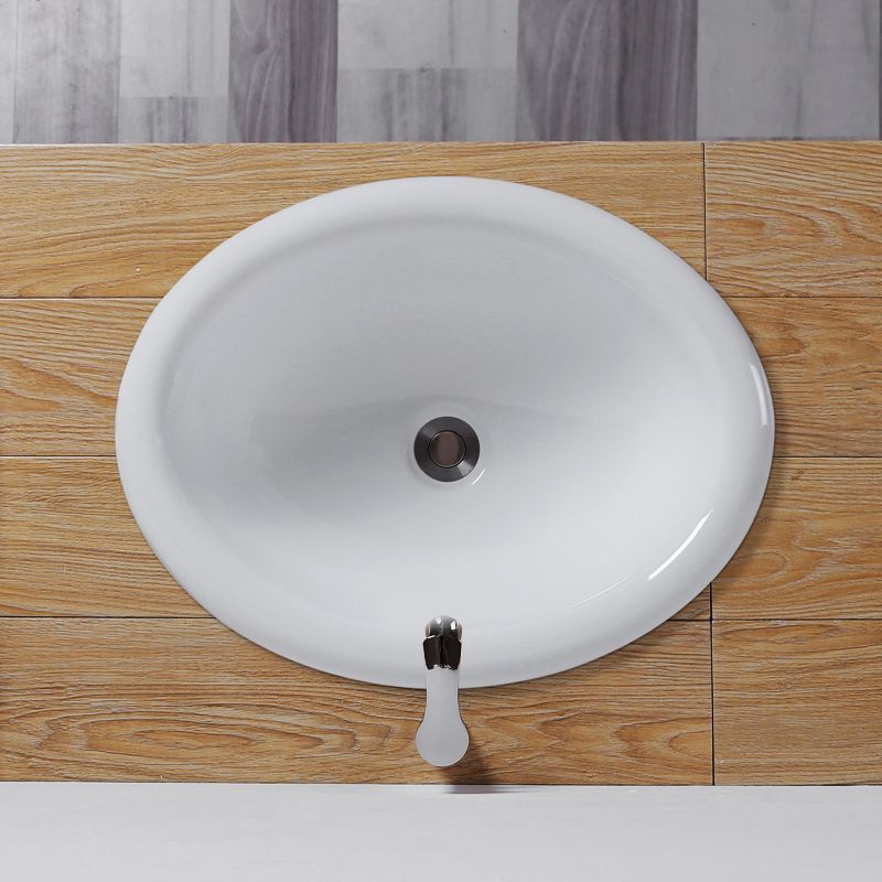 Undermount White Ceramic Basin with Shut-Off Valve