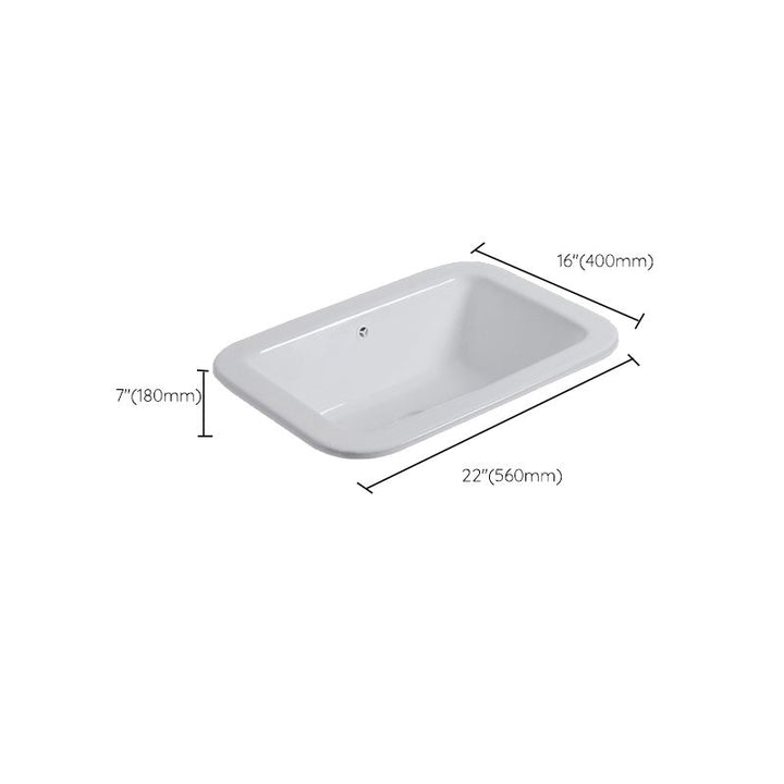 Undermount White Ceramic Basin with Shut-Off Valve