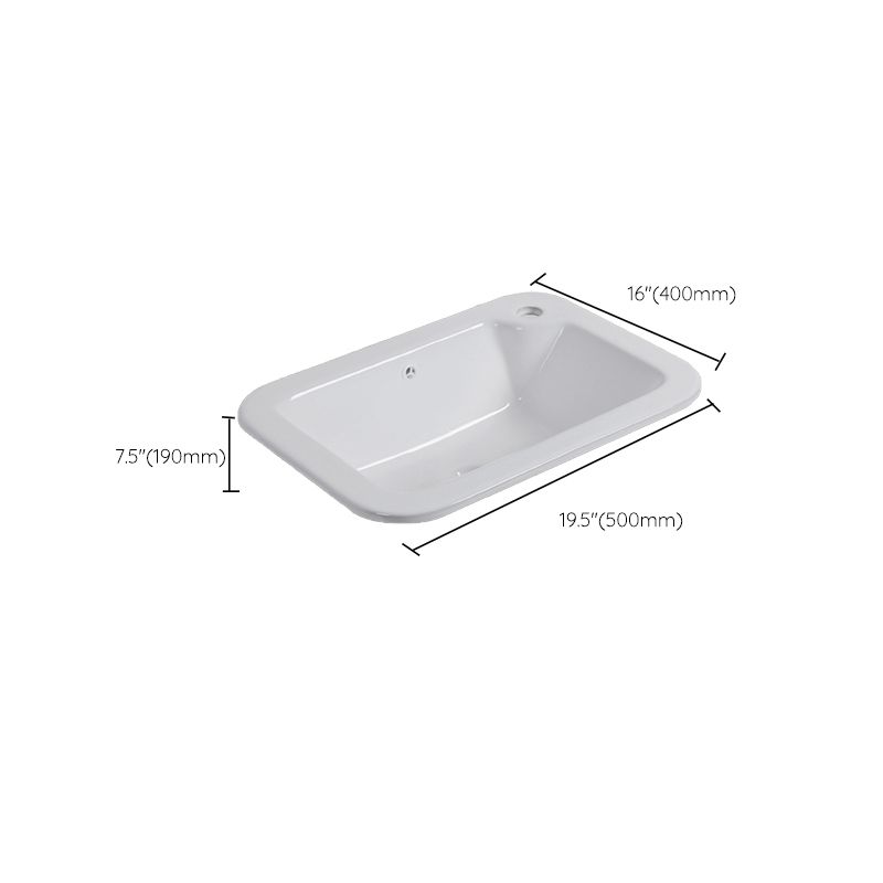 Undermount White Ceramic Basin with Shut-Off Valve