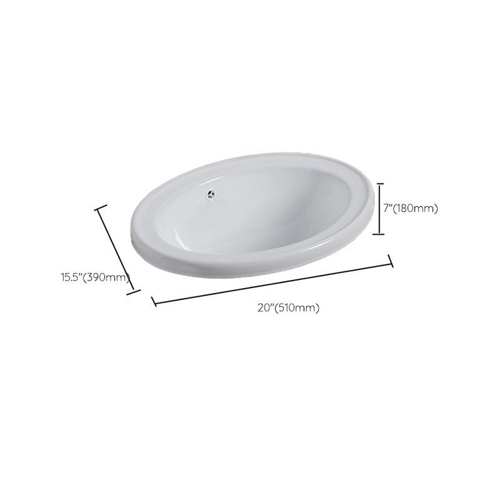 Undermount White Ceramic Basin with Shut-Off Valve