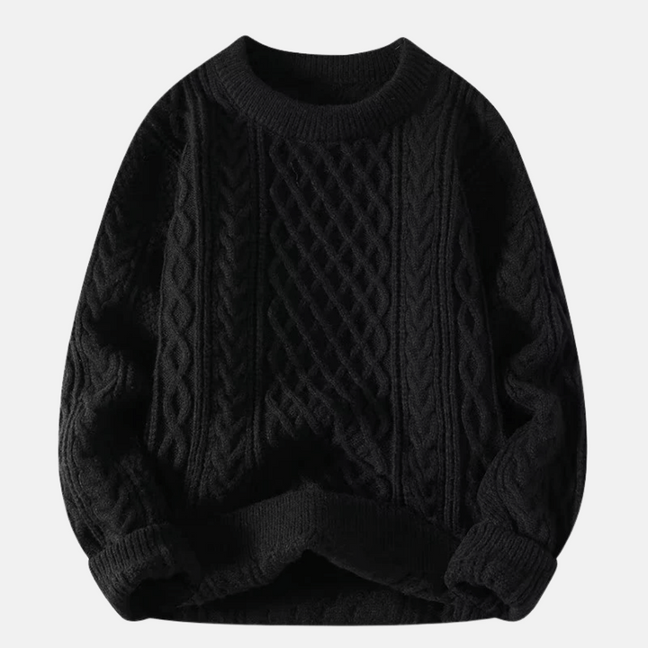 Men’s Solid Color Knitted Winter Sweater