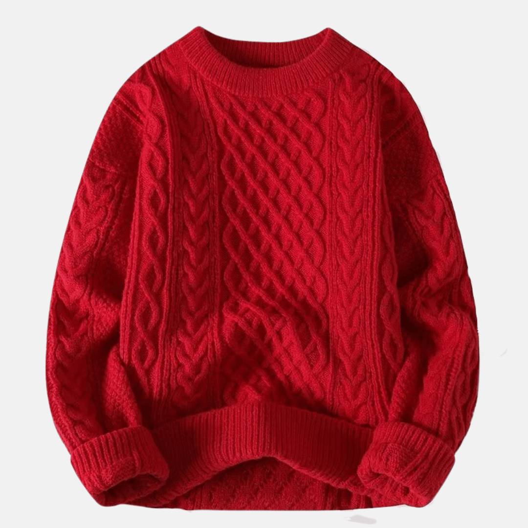 Men’s Solid Color Knitted Winter Sweater