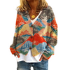 Loose Fit Knitted Cardigan with Abstract Print