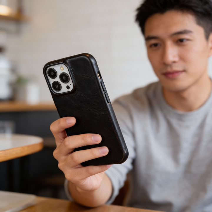 Genuine Oil Wax Leather Case for Apple iPhone