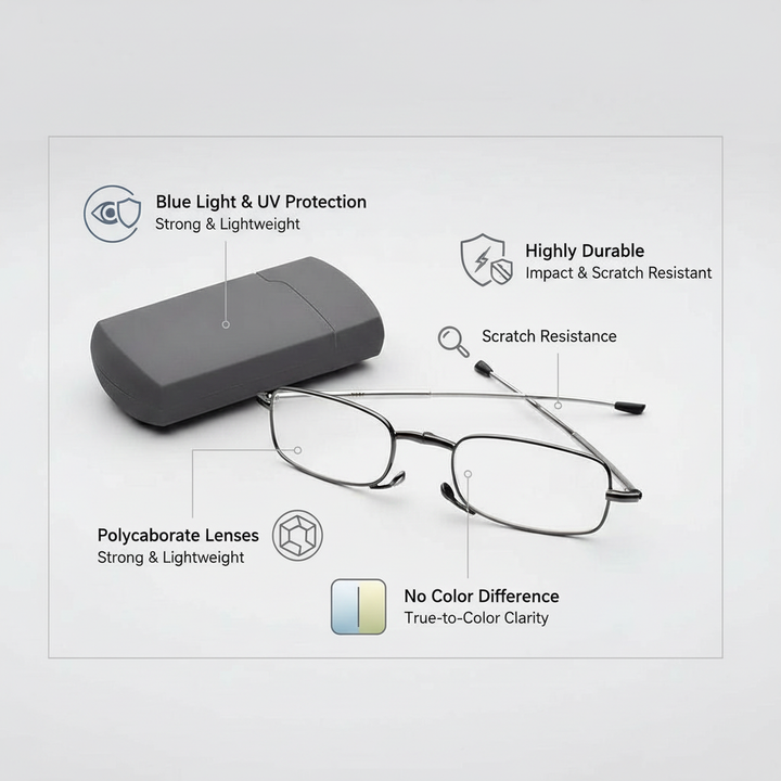 Foldable Reading Glasses - Portable with Case