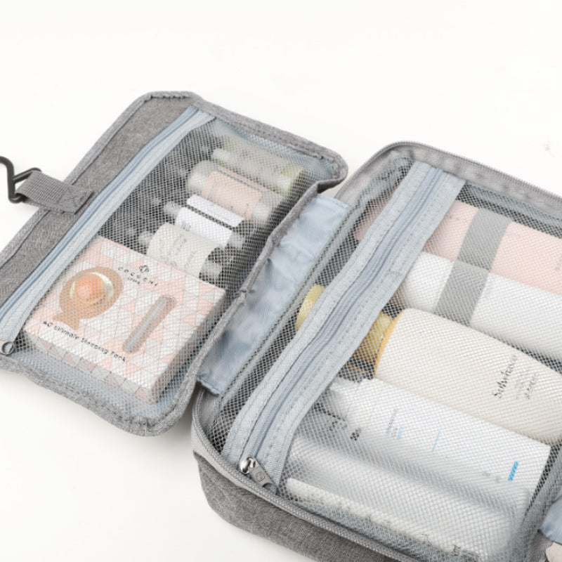 Travelique Travel Cosmetics Organizer | Compact and Waterproof | With 4 Compartments and 360° Hook | For Women and Men