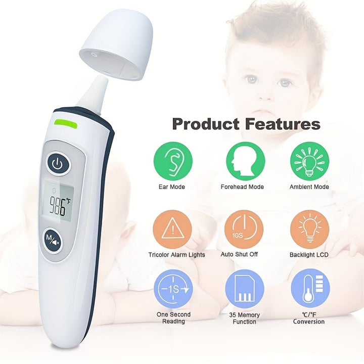 2-in-1 Digital Thermometer with 1-Second Fast Measurement – Suitable for Forehead and Ear