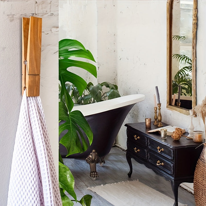 Wooden Towel Holder – Wall-Mounted Solution for Bathroom or Utility Room