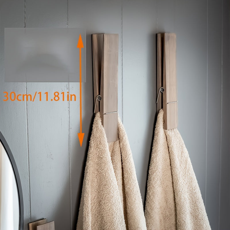 Wooden Towel Holder – Wall-Mounted Solution for Bathroom or Utility Room