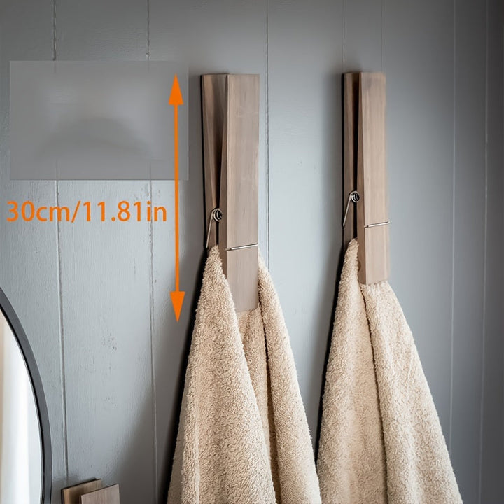 Wooden Towel Holder – Wall-Mounted Solution for Bathroom or Utility Room