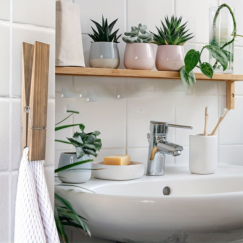Wooden Towel Holder – Wall-Mounted Solution for Bathroom or Utility Room
