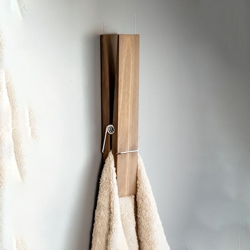 Wooden Towel Holder – Wall-Mounted Solution for Bathroom or Utility Room