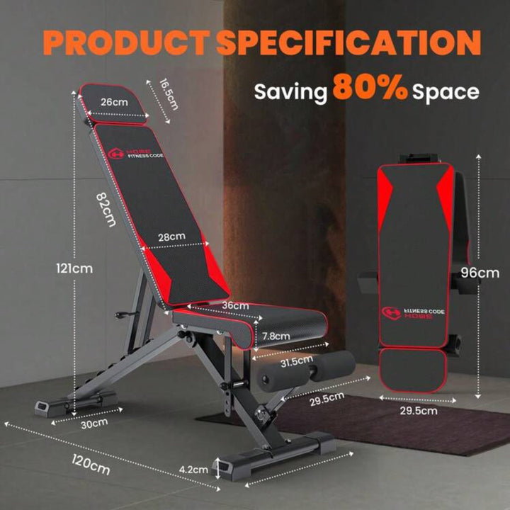 Adjustable Folding Workout Weight Bench with Resistance Bands