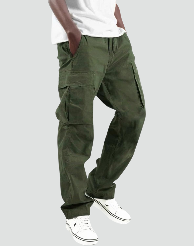 Men's Multi-Pocket Trousers with Adjustable Waist