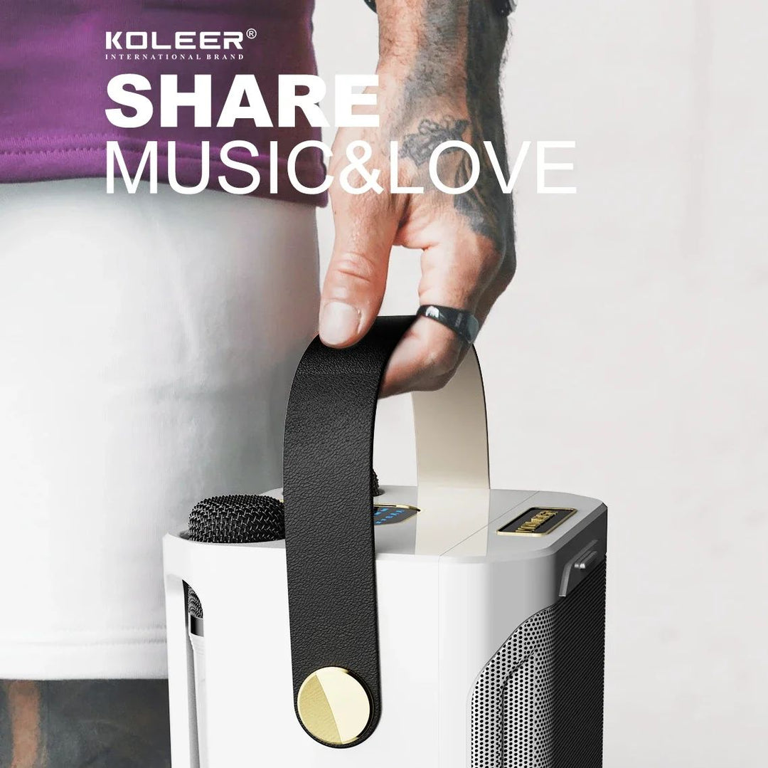 Powerful Bluetooth Karaoke Speaker – Portable Wireless Subwoofer 360° Surround Sound Speaker with Dual Microphone