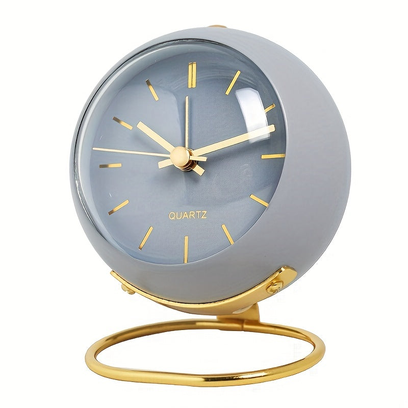 Nordic Silent Desk Clock – Luminous Hands and Metal Frame