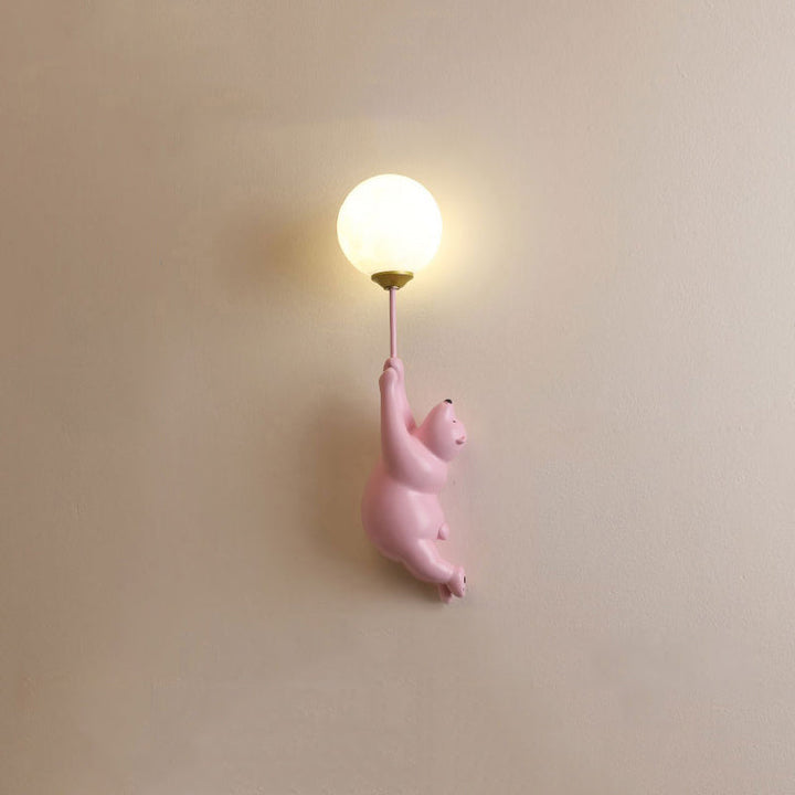 Cute Bear Wall Lamp with Decorative Balloon Light for Kids' Room
