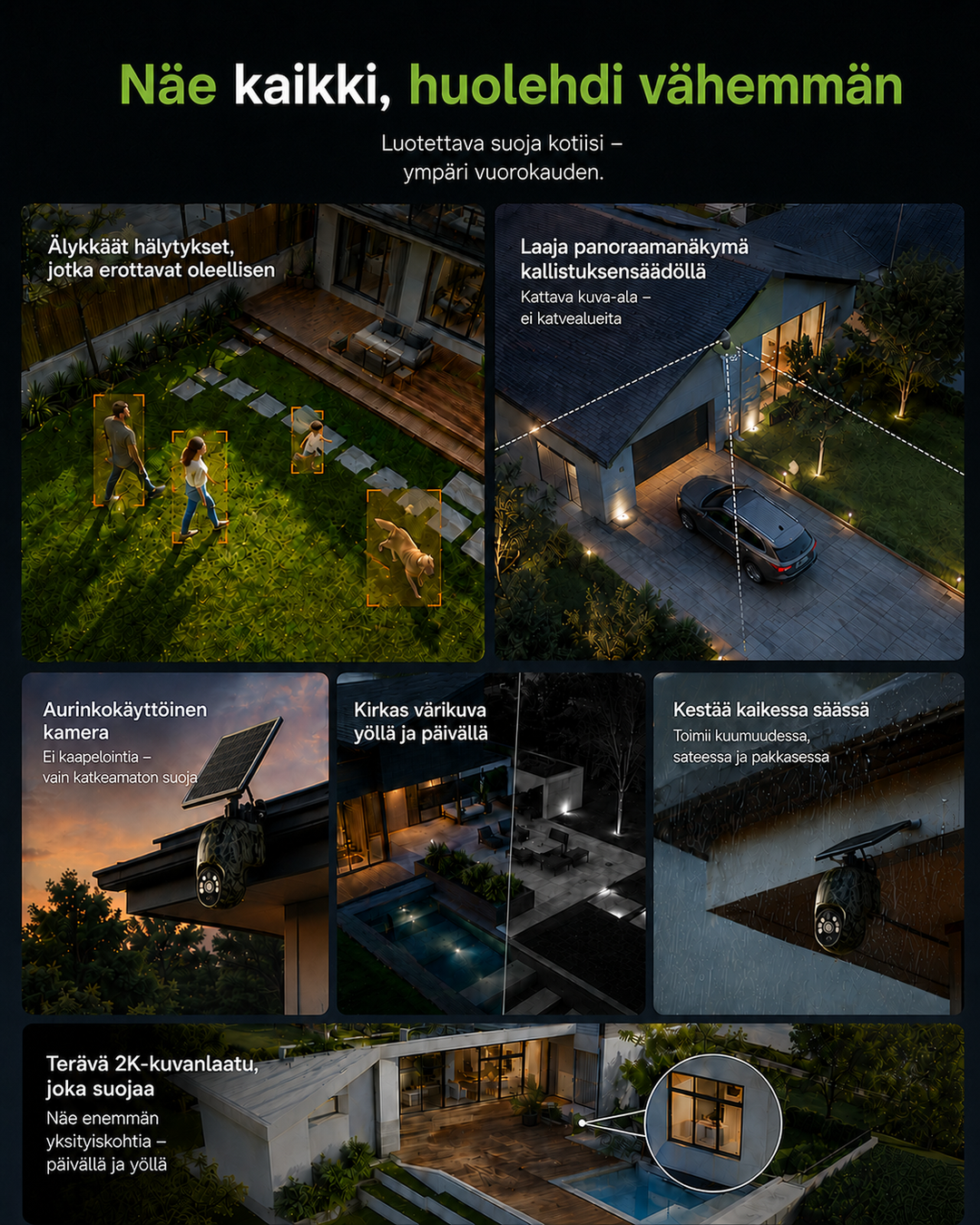 Solar-Powered Wireless Security Camera with 4G LTE or Wi-Fi, 2K, PTZ, Night Vision