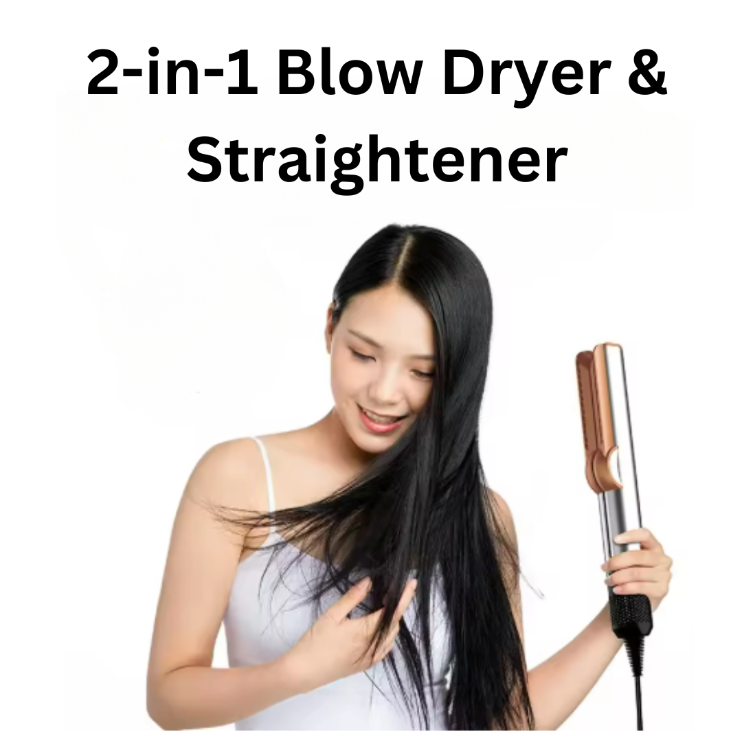 2-in-1 Hair Dryer and Straightener with Customisable Settings