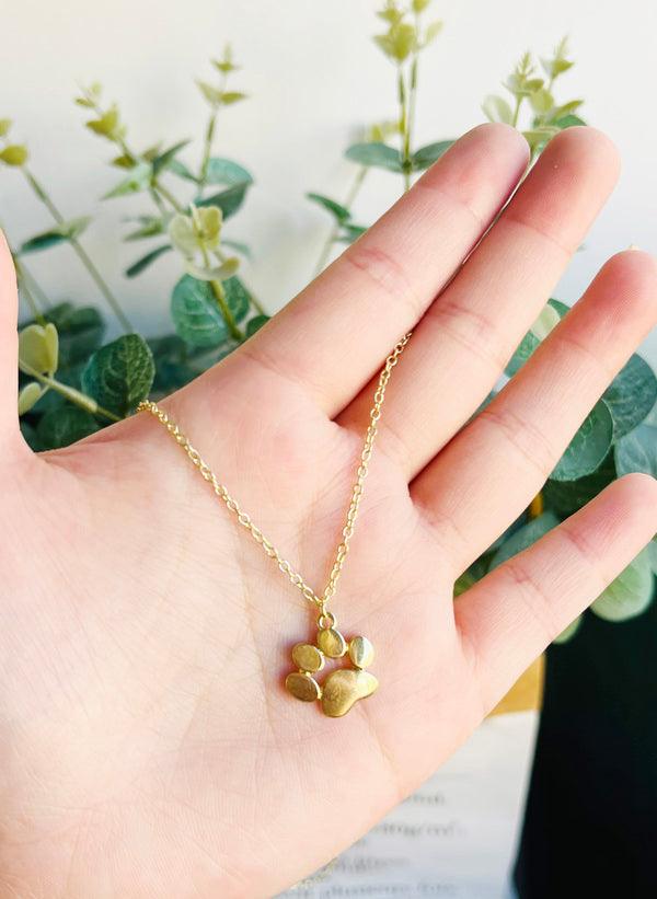 Gold Necklace with Little Paw Charm