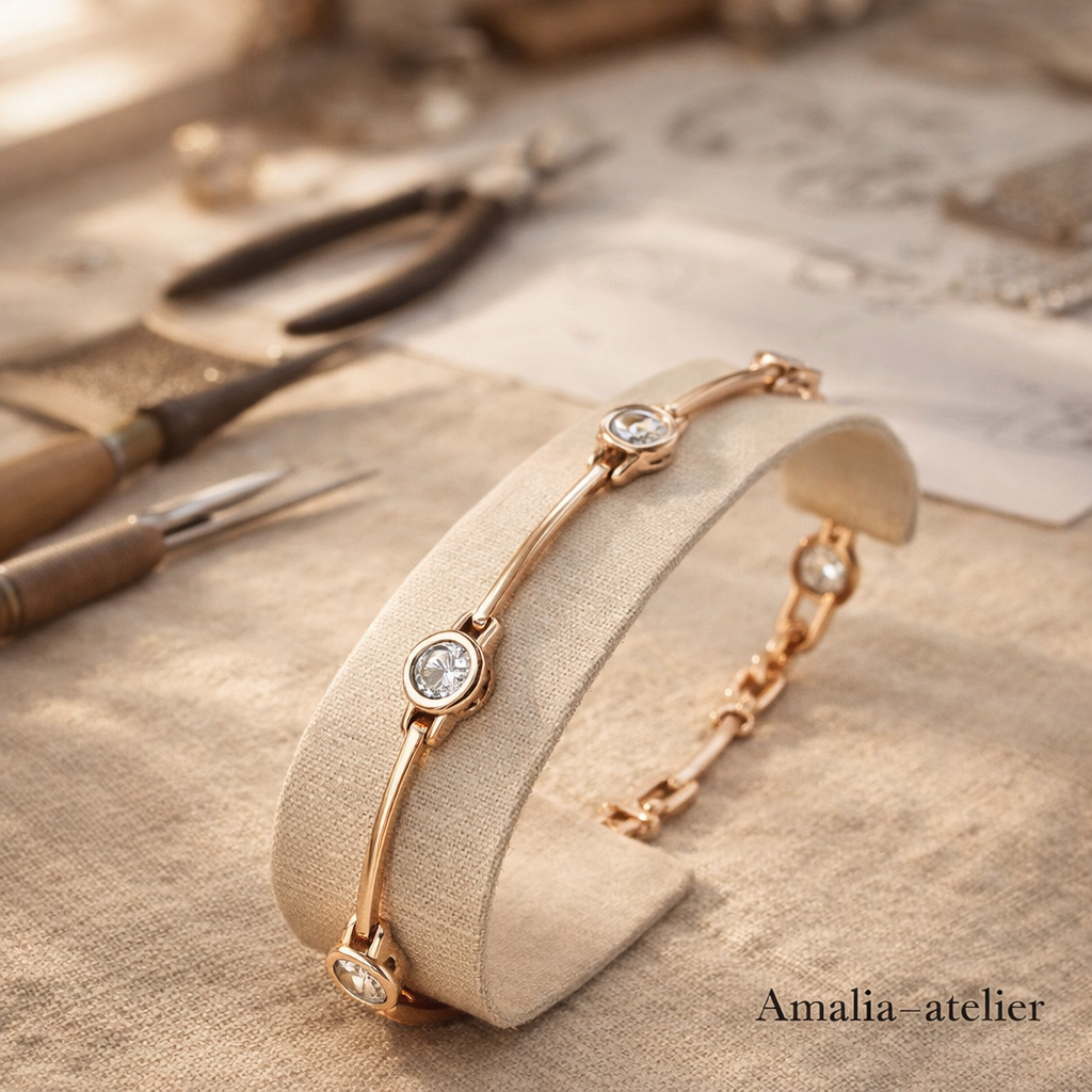 Elara Cubic Zirconia Bracelet – Gold-Coloured Elegance
