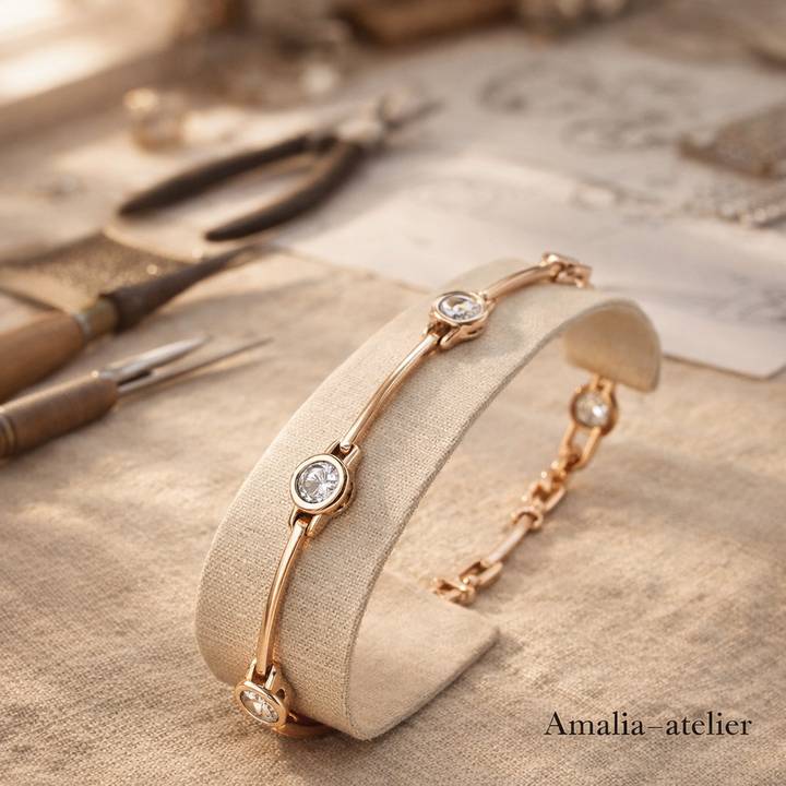 Elara Cubic Zirconia Bracelet – Gold-Coloured Elegance