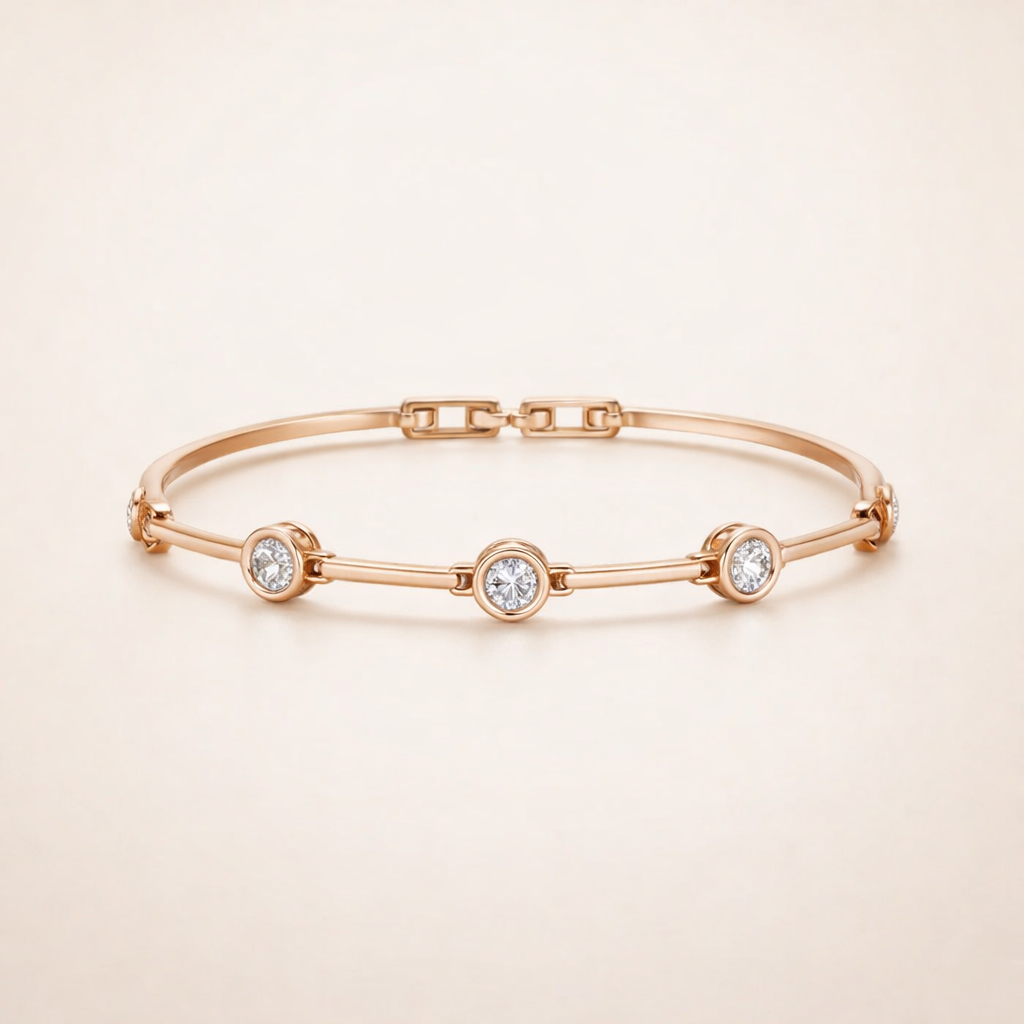 Elara Cubic Zirconia Bracelet – Gold-Coloured Elegance