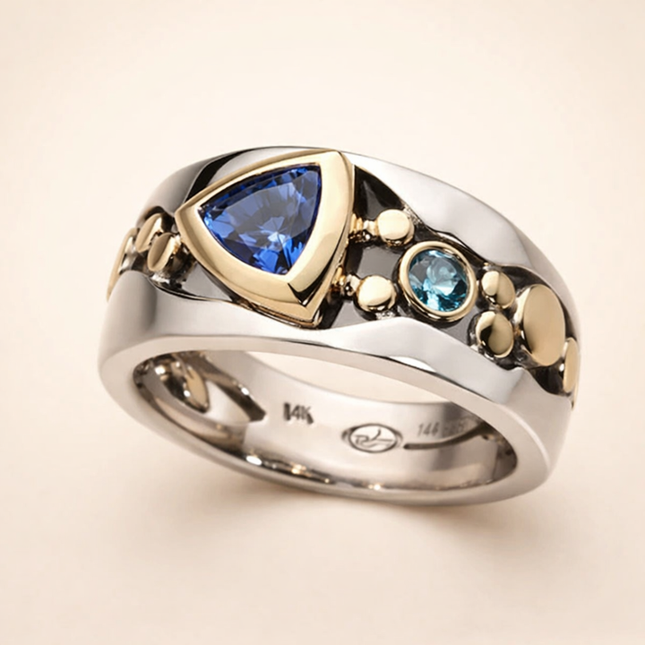 Vintage blue cubic zirconia boho ring