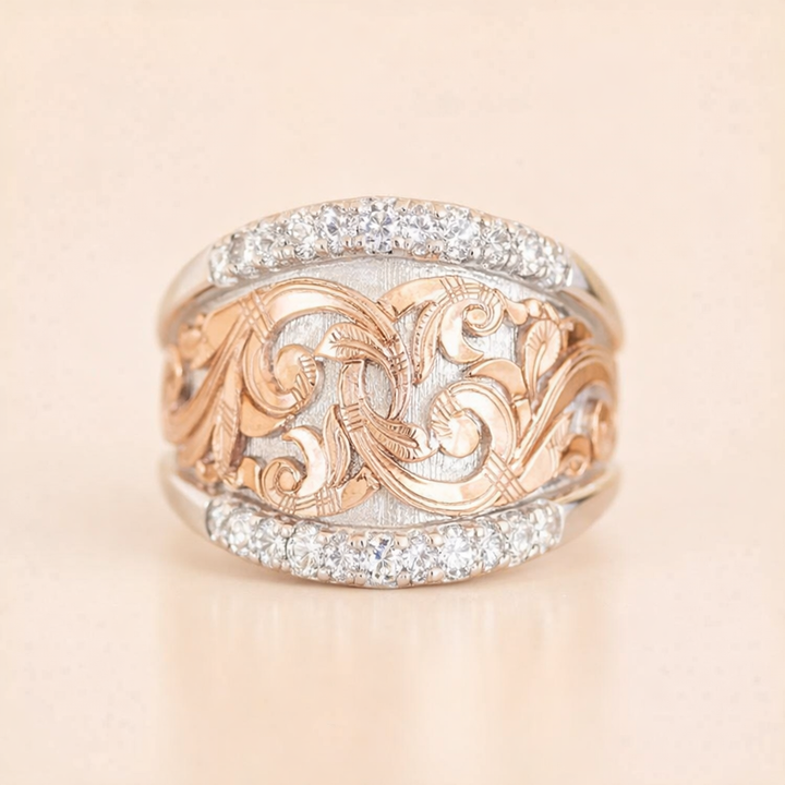 Eternal silver rose petal ring