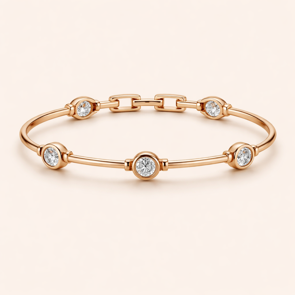 Refined Gold Bracelet with Cubic Zirconia Details