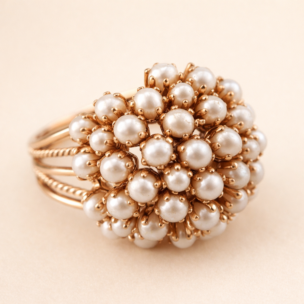 Elegant Ring with Inlaid Pearls