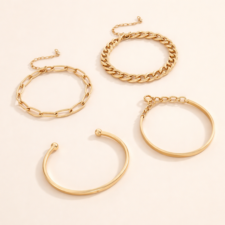 Elegant Gold Bracelet Set with Refined Details