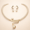 Simple Gold Necklace and Delicate Earrings Set
