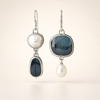 Elegant Earrings with Blue Stone and Pearl