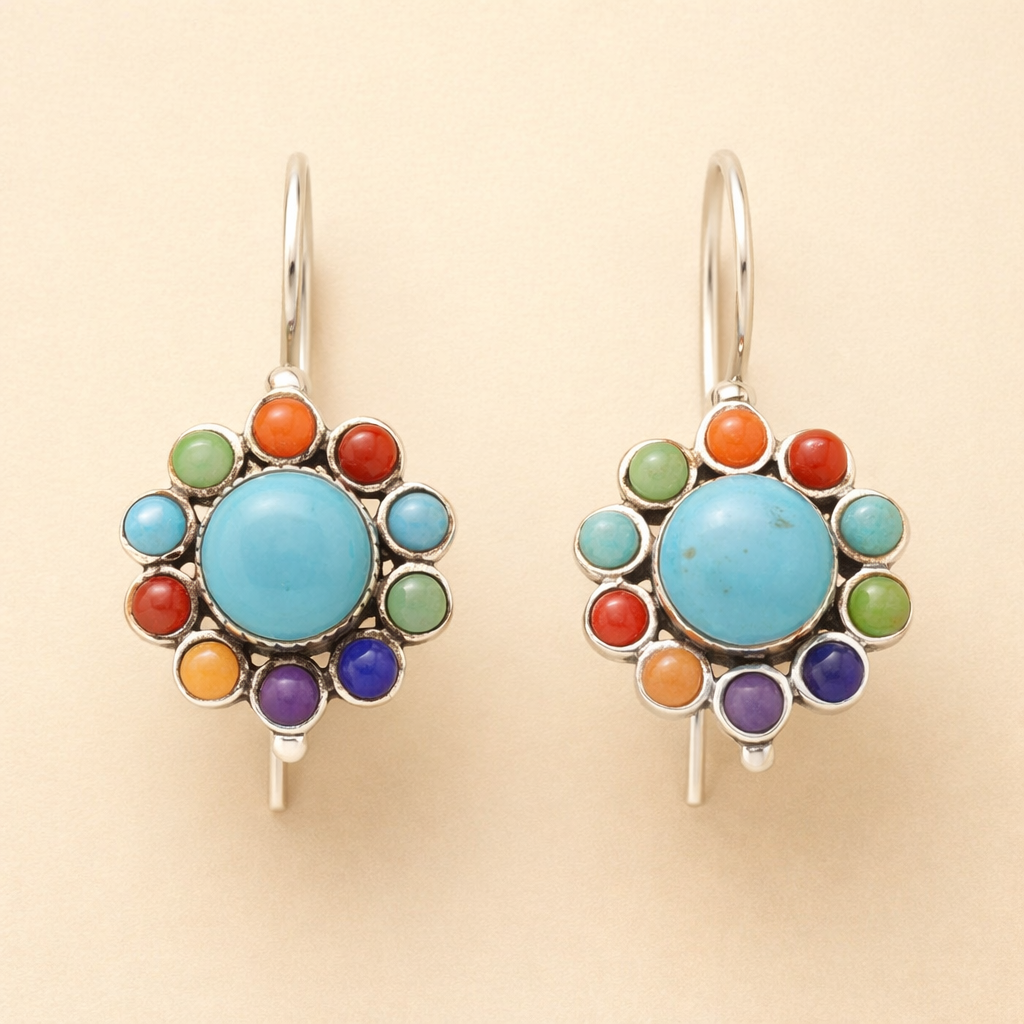 Elegant Multicoloured Cubic Zirconia Earrings