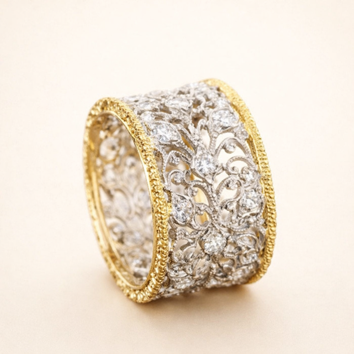Elegant cubic zirconia ivy ring